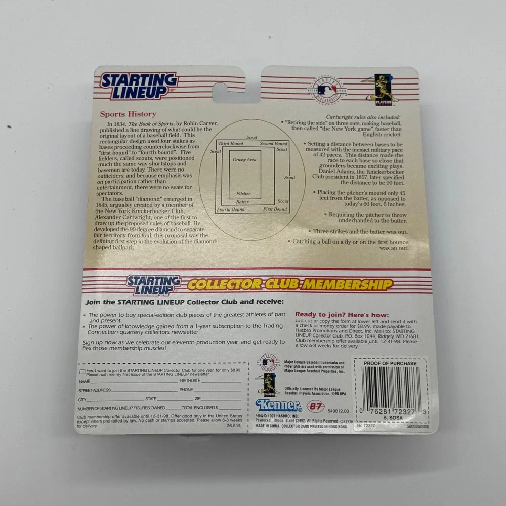 Sammy Sosa 1998 Starting Lineup Home Run History Figure Chicago Cubs Kenner New